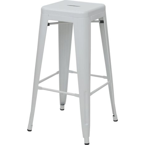 Sgabello da bar dal design industriale in metallo bianco impilabile 040005254