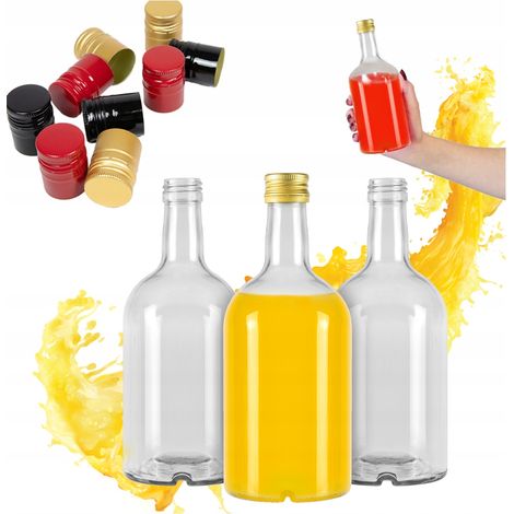 5x Glasflaschenrohlinge 0,5 l, elegant für Liköre, Wein und Säfte + Verschluss (1/5)