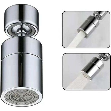 Aérateur de Robinet(Argent), 360° Pivotant Embout Robinet Cuisine, 2 Modes Mousseur Robinet Economie Eau, Brise jet Filtre Robinet Cuisine Salle De Bain lavabo (1/4)