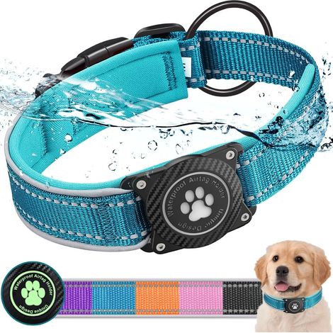 Collier pour Chien Etanche avec Intégré Imperméable IPX8 Protection Anti-Perte, Bleu 01, L (1/5)