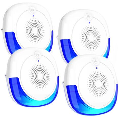 Ultrason Souris et Rats Lot De 4 - Repulsif Ultrason Moustique - Répulsif Ultrason - Anti Moustique Ultrason - Ultrason Souris -Repulsif Fourmis - Répulsif Souris - Répulsif Araignée（blanc pomme） (1/4)