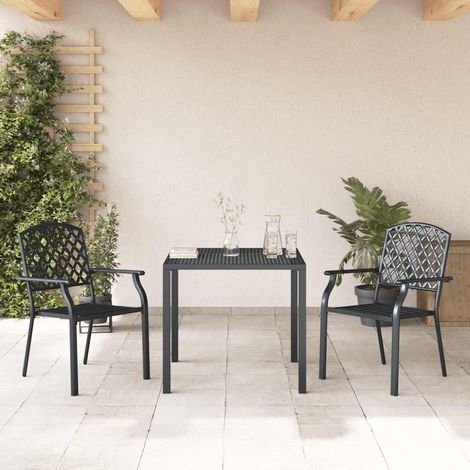 Lot de 2 Chaises de jardin et de camping empilables, Chaise de relaxation, Acier Noir OIB9133E (1/5)