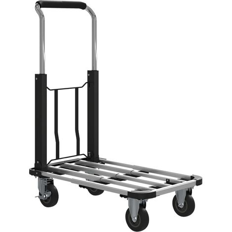 Diable pliable, capacité de charge 150 kg, plateau extensible, poignée réglable en hauteur, pour cartons, métal, noir