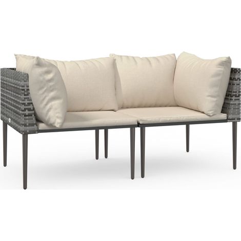 Maison Exclusive - Garten-Ecksofas mit Kissen 2 Stk. Grau Poly Ra