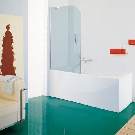 Samo - Pare-bain fixe en verre arrondi 75-77 cm Ht.140 cm profilé chromé brillant transparent - B1650ULUTR