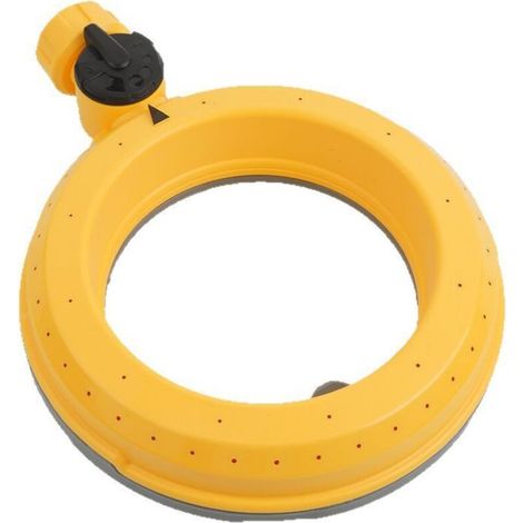 Set di 2 irrigatori ad anello per prato, ideali per aree di piccole e medie dimensioni. Irrigatore circolare a 360 gradi con flusso d'acqua delicato, adatto per innaffiare prati e giardini.