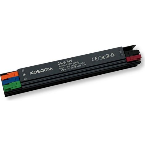 KOSOOM SA23 MINI ALIMENTATORE SLIM METALLICO STABILIZZATO SWITCHING TRIMMER 220V-24V 1A 24 WATT COLORE NERO IP20 (1/5)