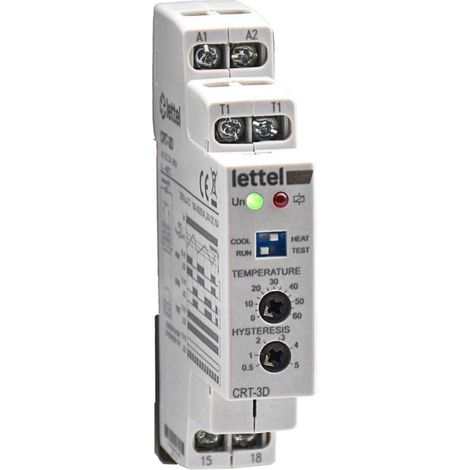 LETTEL - Thermostat électronique chaud ou froid, 1 relais 16A - 1 pt de consigne 0 +60°. - CRT-3D