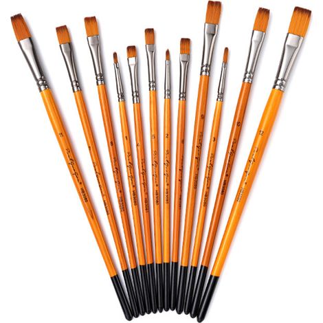 12 pièces Kit de pinceaux à dessiner pinceau d'artiste avec cheveux en nylon pour aquarelle acrylique aquarelle gouache peinture de visage excellent fournitures de dessin d'art peintre étudiants - pla (1/5)