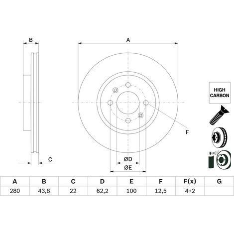 Lot de 2 Disques de frein Bosch 0 986 479 E98 HYUNDAI 51712 1W050 51712 C8500 (1/2)