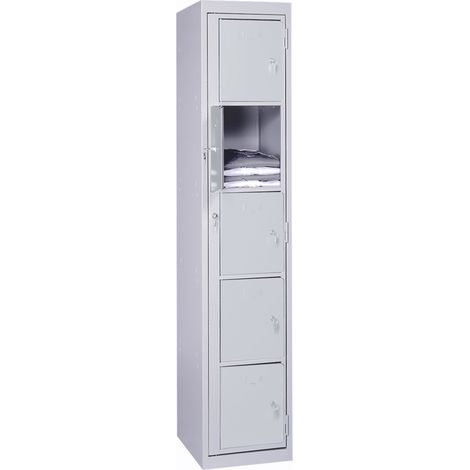 PROVOST - Armoire à linge horizontale 1 colonne - 5 cases en métal gris