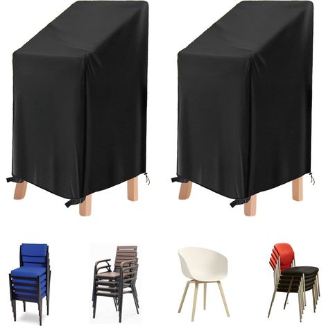 Lot de 2 Housses de Protection pour chaises de Jardin, 65 x 65 x 120 cm, résistantes à l'hiver, imperméables, Coupe-Vent, pour chaises de Balcon, fauteuils de Jardin (1/5)