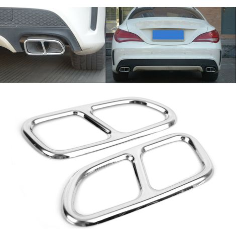 Modification automobile : Enjoliveur de sortie d'échappement quadruple pour Mercedes-Benz CLA 2013-2015, finition acier inoxydable brillant. (1/5)