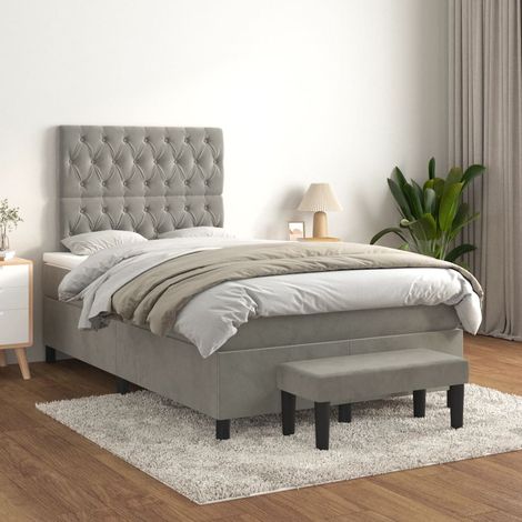 Boxspringbett mit Matratze Hellgrau 120x200 cm Samt vidaXL (1/5)