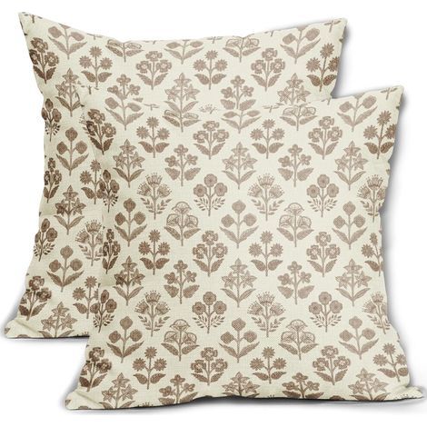 Housses de coussin à imprimé floral bleu-vert, 45 x 45 cm, ensemble de deux, style bohème vintage – décoration canapé/lit style ferme (1/5)