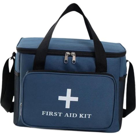 Trousse premiers secours vide grande capacité multi-poches plein air bleu (1/5)