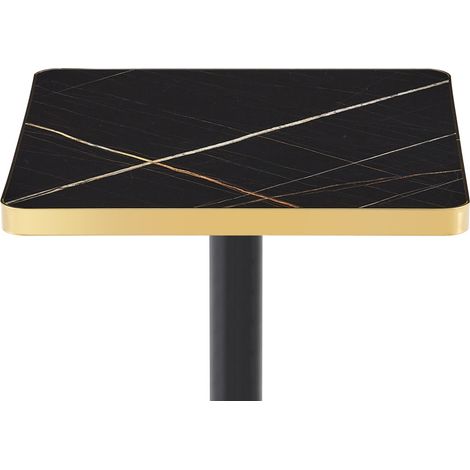 Table à manger carrée effet marbre noire 60x60 cm, plateau MDF, pied métal stable, idéale 2 à 4 personnes pour salle à manger, bistrot ou petit espace - CHICFURN (1/5)