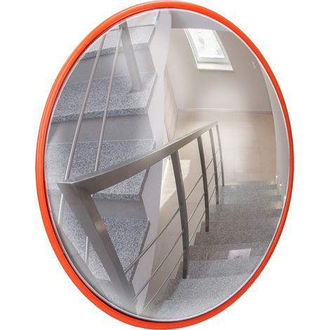 ECD Germany Miroir de Circulation Convexe Ø 45 cm - Rouge - en Plastique PC - Robuste - Support Pivotant Inclus - Miroir de Sécurité Routière Surveillance Panoramique Intérieur - Angle 130-160° (1/5)