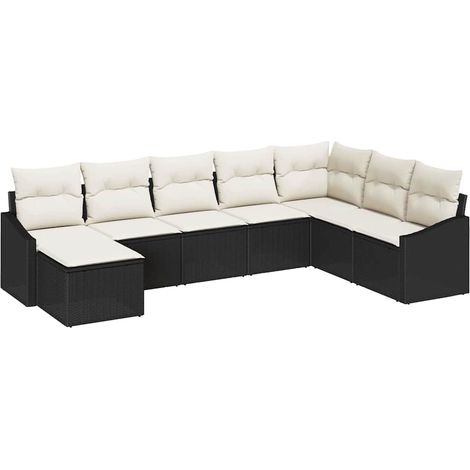 Garden Dining Set with Cushion with Storage Black and Cream vidaXL