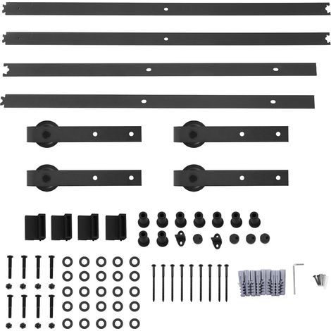 12-foot barn door rail, suspended in ordinary carbon steel for home, living room, bathroom and kitchen (1/5)