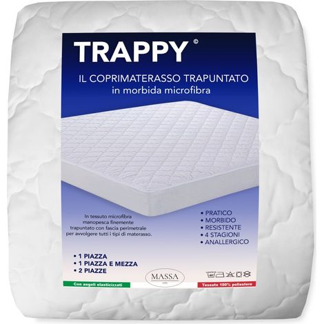 COPRIMATERASSO TRAPUNTATO in morbida MICROFIBRA TRAPPY imbottito 1 PIAZZA E MEZZA
