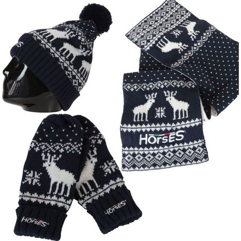 BLU/BIANCO - Set berretto sciarpa e guanti modello Bailey