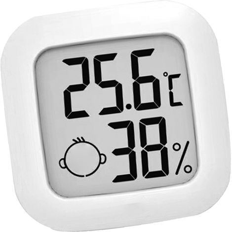 Thermometer-Hygrometer mit ABS-Display, ±0,1 °C Genauigkeit, weiß fürs Babyzimmer, einfache Installation, 43 mm, Batterie 2032 nicht enthalten (1/5)