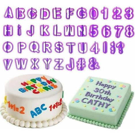 40 X Fondant Emporte-Pièce Set De Chiffres, De Lettres De L'Alphabet Pâte D'Amande Tortendeko (1/4)