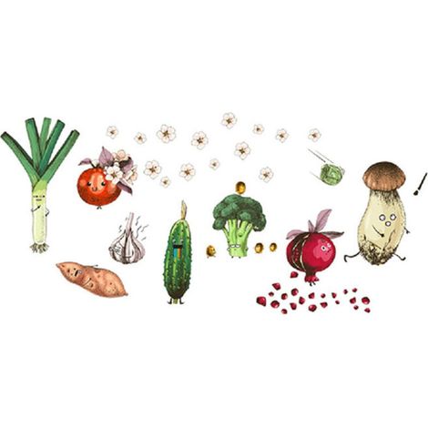 Adesivi murali per la cucina, adesivi murali con cibo, adesivi murali con frutta e verdura, pomodori, broccoli per cucina, frigorifero, mobili (1/4)