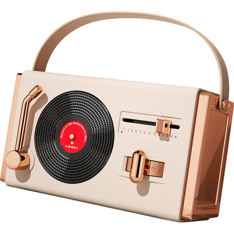 Enceinte Bluetooth portable décorative rétro, qualité sonore supérieure, USB, haut-parleur sans fil pour salon bureau, blanc ivoire, support clé USB (1/5)