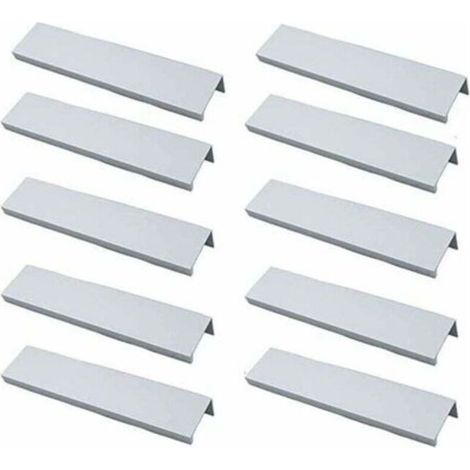 Pr – Set of 10 invisible brushed aluminum furniture handles – 96mm center distance – Rust resistance – Easy installation with screws provided (1/5)