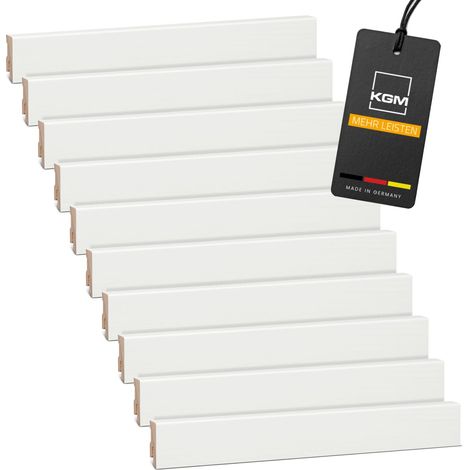 KGM Sockelleiste weiß Kiefer Massivholz lackiert RAL9010 24m 16x40mm