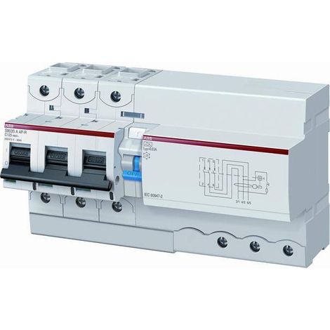Dis Dif DS803S 125A 300mA 3P Type A Courbe B Raccordement à vis 50KA (11.5 Mod) 2CCA863005R0845 ABB 751303 (1/2)