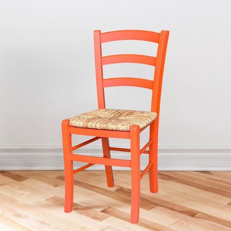 Set 2 sedie in legno di faggio con seduta paglia Venezia colore anilina arancio (1/3)