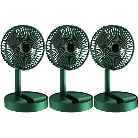Allauve – Lot de 3 ventilateurs de bureau pliables – Hauteur réglable – Moteur CC sans balais – Débit d'air réglable jusqu'à 4,2 m/s