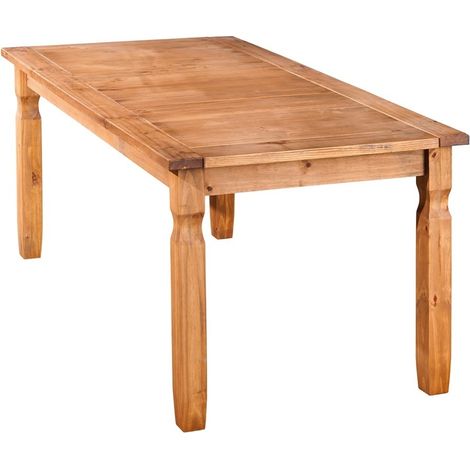 Table à manger bois massif clair ciré Colonial