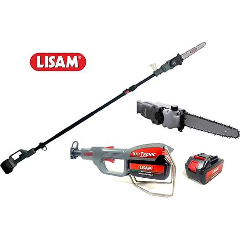 Potatore su asta Lisam SkyTronic Plus 3 Speed con 2 batterie 21V 4Ah barra 21cm