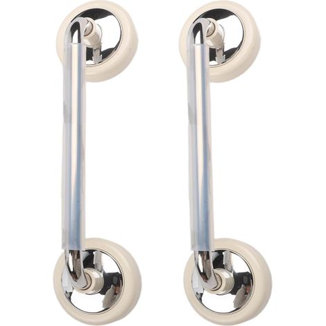 Lot de 2 poignées de porte à ventouse, sans perçage, pour salle de douche, porte coulissante de cuisine, porte vitrée, porte d'armoire, poignée beige (1/5)