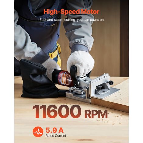 Fraiseuse à Lamelle,760 W Lamelleuse 5,9 A 11600 tr/min, Encoche de Positionnement 45°, avec Lame en Carbure, Lamelles en Bois, Sac… (1/5)