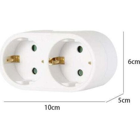 Rallonge électrique - Prolongateur électrique - Rallonge prise - Rallonge prise électrique - Doublette Electrique - Duplite 2P+T 10/16A BLC Se Vrac 714770 Blanc 2 x 2p 16 ampères
