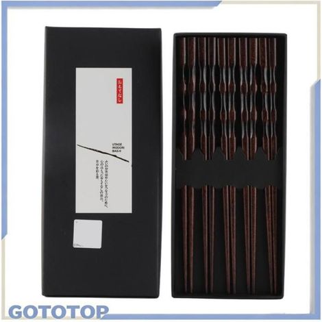 baguettes réutilisables Ensemble De 5 Paires De Baguettes En Bois De Fer Noir Réutilisables table asiatique (1/5)