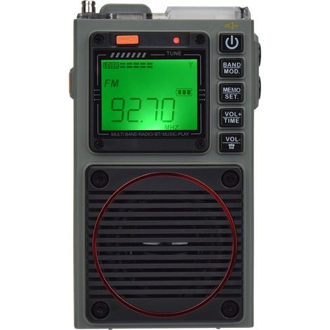 Radio, enceinte Bluetooth contrôlable par application, compatible carte microSD, récepteur AM/FM/VHF/ondes courtes/WB avec alertes NOAA et antenne filaire, radios numériques rechargeables avec six mod (1/5)