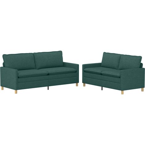 Sofa Set 2 stk. Dunkelgrün Stoff vidaXL (1/5)