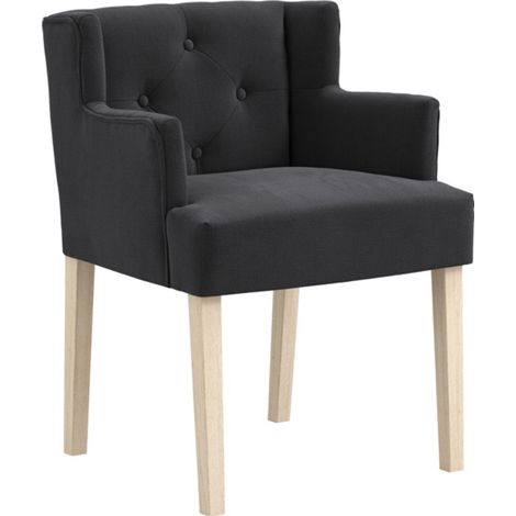 Shay Winged Indoor Chair with Arms - Linen Blend/Rubber Wood - L57 x W56.5 x H79 cm - Anthracite/Blonde - Partially Assembled