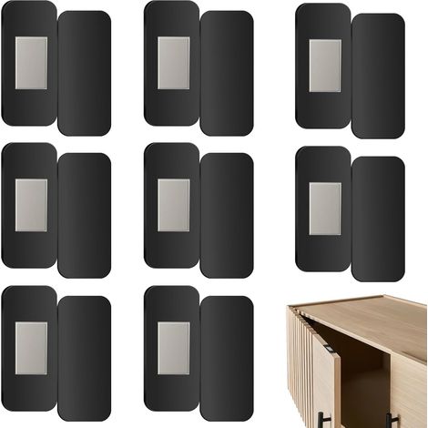 8 paires de verrous magnétiques pour placards – Fixation sans perçage, loquets puissants pour portes de meubles avec adhésif – Aimants de fermeture pour cuisine, armoires, penderies et tiroirs (1/5)