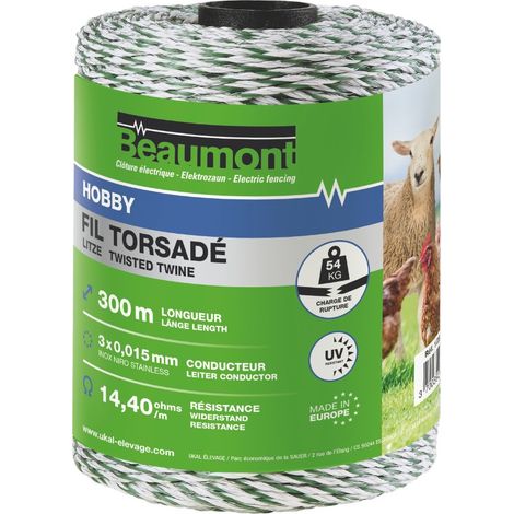 Fil torsadé blanc et vert 300 m HOBBY BEAUMONT