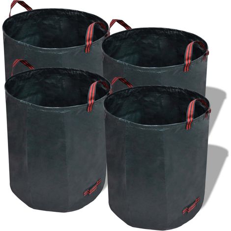Sacs à déchets de jardin 4 pièces, polypropylène vert, 45 x 76 cm, 272 L, poignées - PANGIVO (1/5)