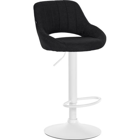 Sgabello da bar regolabile in altezza x1 in tessuto nero con schienale traforato e base in metallo bianco 100005900