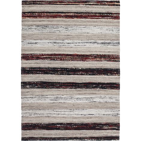 Tappeto Evita 200 Kilim in Lana e Seta Bianco e Nero (1/4)