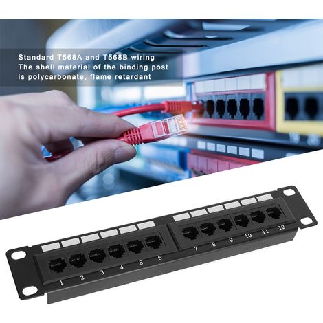 Panneau de brassage Ethernet CAT6 RJ45 12 ports UTP pour baie réseau, sans support (1/5)